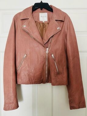 🤍HP🤍 Madewell Mauve Washed Leather Biker Jacket